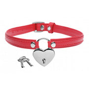 Heart Lock- collare con chiavi- Rosso