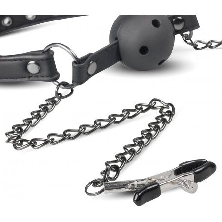 Morso bondage con pinze per capezzoli ball gag nipple clamps