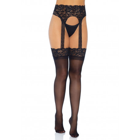 Collant Opaque Garterbelt Stockings black