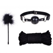 Top bondage kit fetish corda morso collare costrittivo nero frusta manette cavigliere