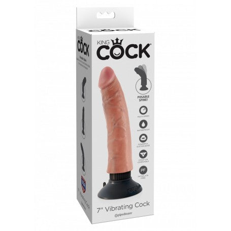 Vibratore Realistico King Cock vaginale con ventosa fallo vibrante dildo impermeabile flesh 7