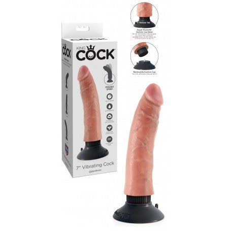 Vibratore Realistico King Cock vaginale con ventosa fallo vibrante dildo impermeabile flesh 7